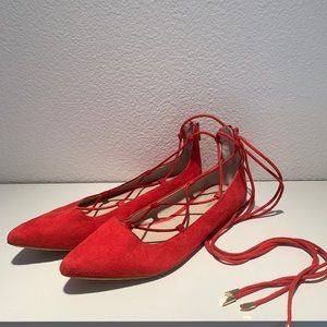 Calvin Klein Harlin Suede Pointed Toe Lace-Up Flat